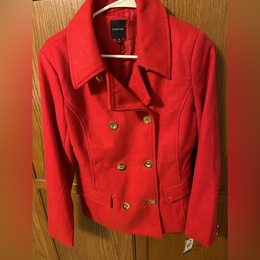 RAMPAGE PEA COAT - Red
